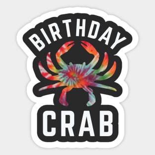 Birthday Crab Owner Tie Dye Crab Birthday Party Sticker